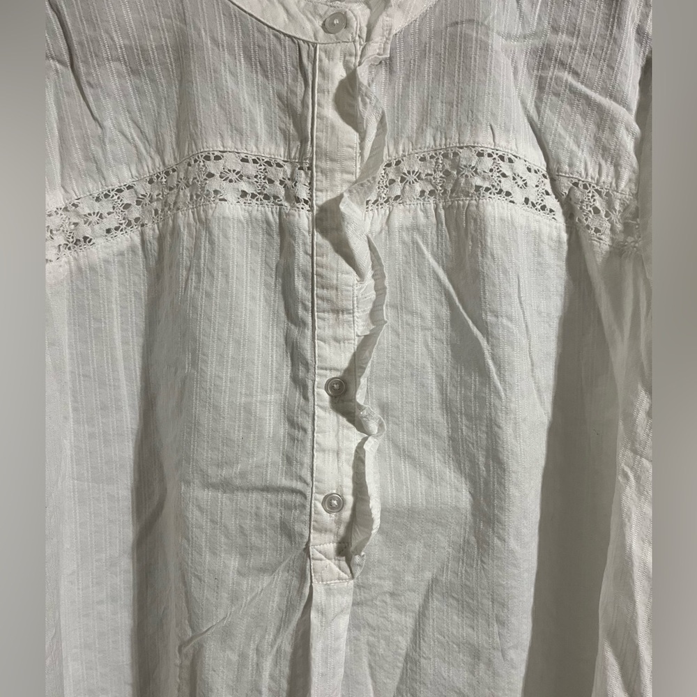 Lane Bryant White Ruffled Long Sleeve Blouse - Picture 2 of 9